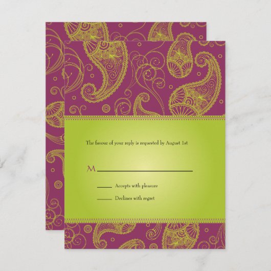 Paisley Dreams Wedding Response Einladung (Vorne/Hinten)