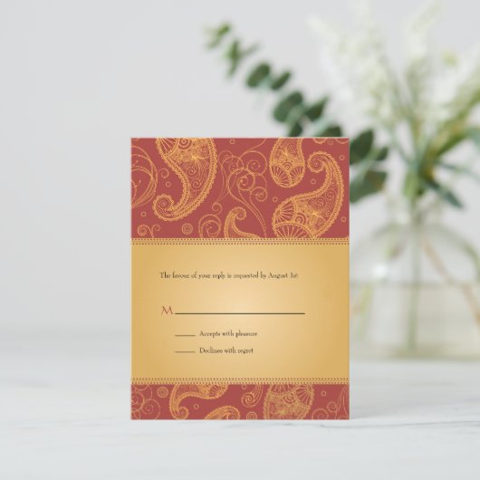 Paisley Dreams Wedding Response Einladung (Stehend Vorderseite)