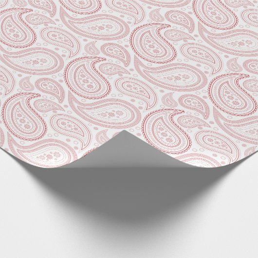 Paisley dunkelrot auf weißem Packpapier (Ecke)