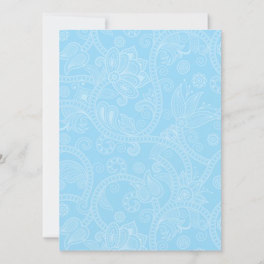 Paisley-Eindruck in Blauer Hochzeit Einladung (Rückseite)