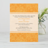 Paisley-Eindruck in der orange Hochzeits-Einladung Einladung (Stehend Vorderseite)