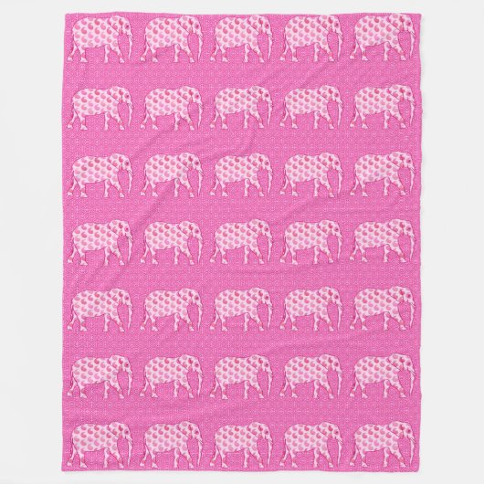 Paisley-Elefant - Eispink und Fuchsia Fleecedecke (Vorderseite)