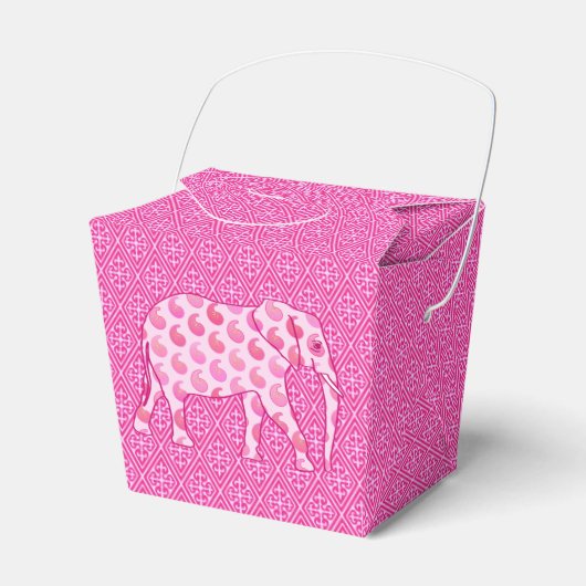 Paisley-Elefant - Eispink und Fuchsia Geschenkschachtel (Vorderseite)