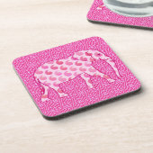 Paisley-Elefant - Eispink und Fuchsia Getränkeuntersetzer (Linke Seite)