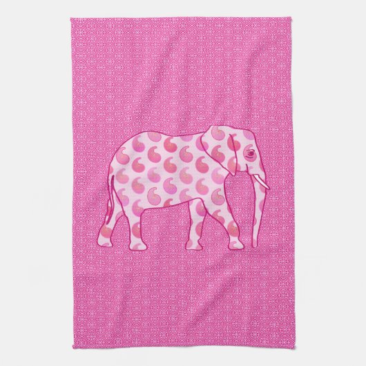 Paisley-Elefant - Eispink und Fuchsia Handtuch (Vertikal)