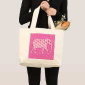 Paisley-Elefant - Eispink und Fuchsia Jumbo Stoffbeutel (Vorderseite (Produkt))