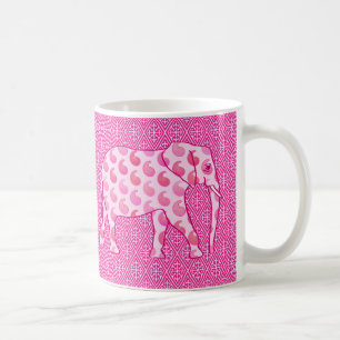 Paisley-Elefant - Eispink und Fuchsia Kaffeetasse