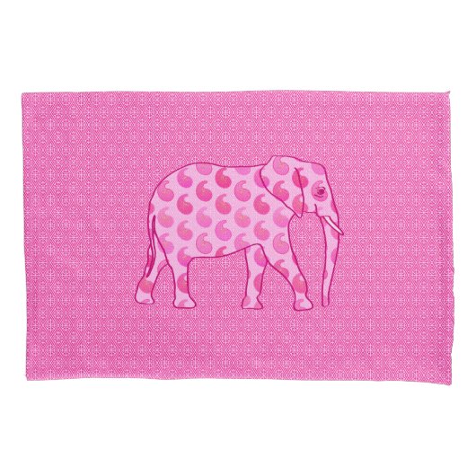 Paisley-Elefant - Eispink und Fuchsia Kissenbezug (Vorderseite)