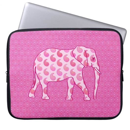 Paisley-Elefant - Eispink und Fuchsia Laptopschutzhülle (Vorderseite)