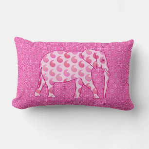 Paisley-Elefant - Eispink und Fuchsia Lendenkissen