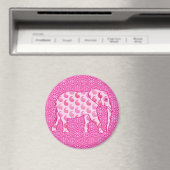 Paisley-Elefant - Eispink und Fuchsia Magnet (In Situ (Geschirrspüler))