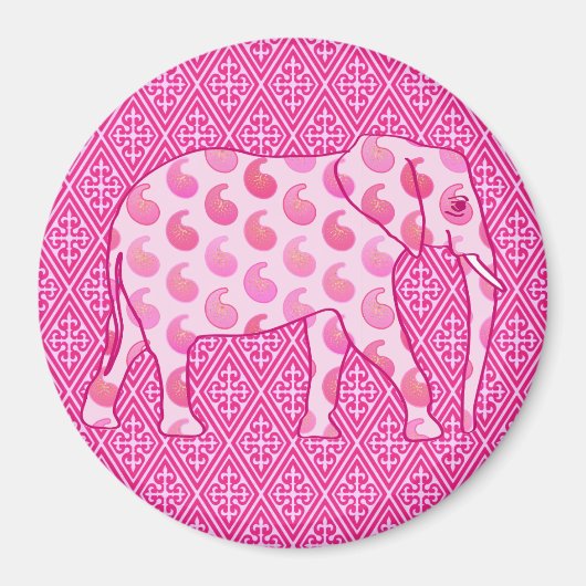 Paisley-Elefant - Eispink und Fuchsia Magnet (Vorne)