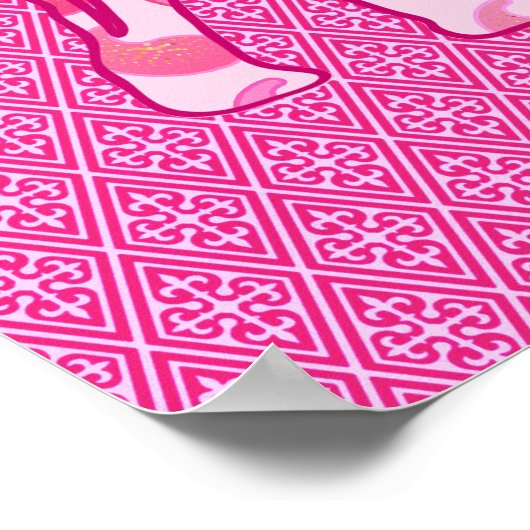 Paisley-Elefant - Eispink und Fuchsia Poster (Ecke)