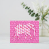 Paisley-Elefant - Eispink und Fuchsia Postkarte (Stehend Vorderseite)