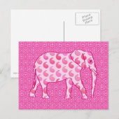 Paisley-Elefant - Eispink und Fuchsia Postkarte (Vorne/Hinten)