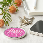 Paisley-Elefant - Eispink und Fuchsia Schlüsselanhänger (Seite)