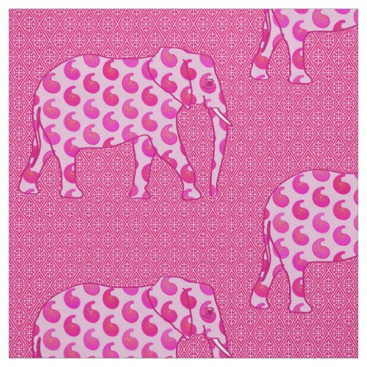 Paisley-Elefant - Eispink und Fuchsia Stoff (Muster)