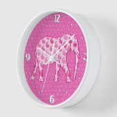 Paisley-Elefant - Eispink und Fuchsia Wanduhr (Winkel)