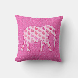 Paisley-Elefant - Eisrosa und Fuchsia Kissen
