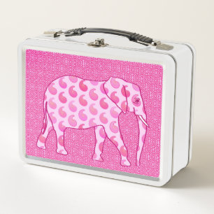 Paisley-Elefant, Eisrosa und Fuchsia Metall Lunch Box