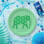 Paisley-Elefant - Jade grün und weiß Pappteller (Party)