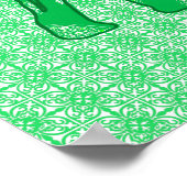 Paisley-Elefant - Jade grün und weiß Poster (Ecke)