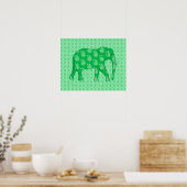 Paisley-Elefant - Jade grün und weiß Poster (Küche)