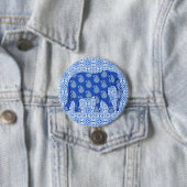 Paisley-Elefant - Kobalt blau und weiß Button (Beispiel)