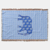 Paisley-Elefant - Kobalt blau und weiß Decke (Vorderseite)