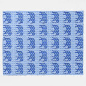 Paisley-Elefant - Kobalt blau und weiß Fleecedecke (Vorderseite (Horizontal))