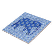 Paisley-Elefant - Kobalt blau und weiß Fliese (Seite)