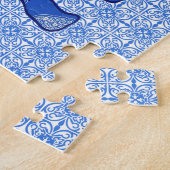 Paisley-Elefant, Kobalt Blau und Weiß Puzzle (Seite)