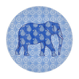 Paisley-Elefant - Kobalt blau und weiß Schneidebrett