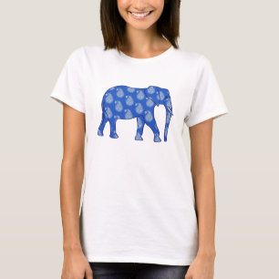 Paisley-Elefant - Kobalt blau und weiß T-Shirt