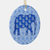 Paisley-Elefant - Kobaltblau und -WEISS Keramikornament (Rechts)