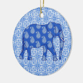Paisley-Elefant - Kobaltblau und -WEISS Keramikornament (Links)