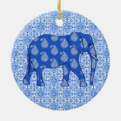 Paisley-Elefant - Kobaltblau und -WEISS Keramikornament (Hinten)