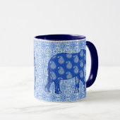 Paisley-Elefant - Kobaltblau und weiß Tasse (VorderseiteRechts)
