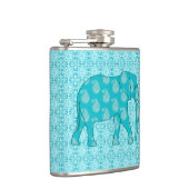Paisley-Elefant - Türkis und Aqua Flachmann (Rechts)