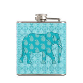 Paisley-Elefant - Türkis und Aqua Flachmann (Rückseite)