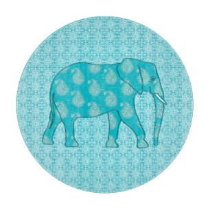 Paisley-Elefant - Türkis und Aquamarin Schneidebrett