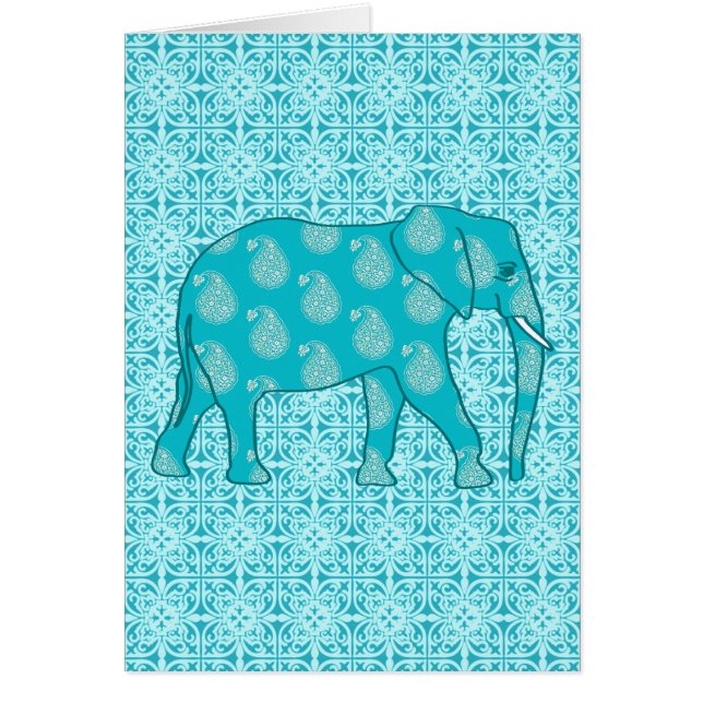 Paisley-Elefant - Türkis und Wasser (Vorne)