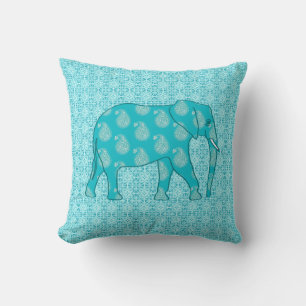 Paisley-Elefant - Türkis und Wasser Kissen