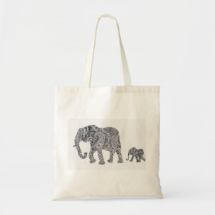 Paisley-Elefant und Baby-Silhouette-Taschen-Tasche Tragetasche