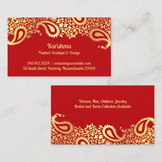 Paisley Elegant Business Card Visitenkarte (Vorne/Hinten)