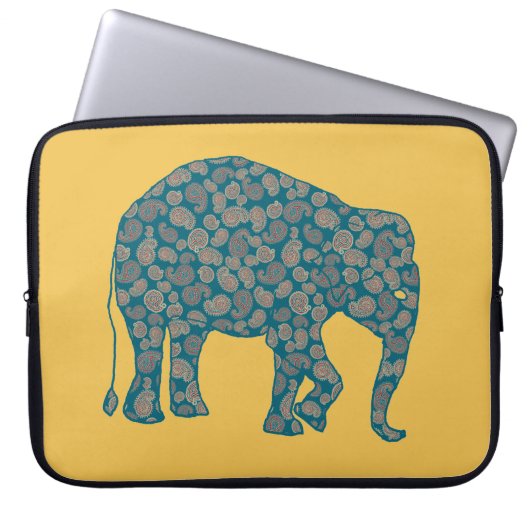 Paisley Elephant Custom Yellow Laptop Sleeve (Vorderseite)