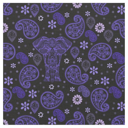 Paisley Elephant Damask Fabric Stoff (Nahaufnahme)