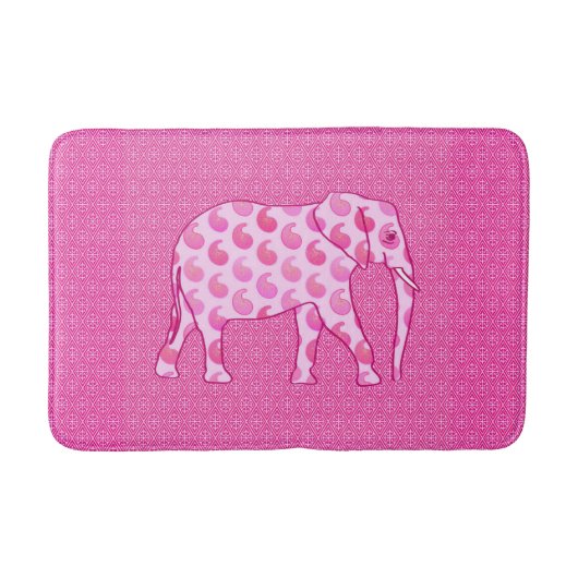 Paisley Elephant, Ice Pink und Fuchsia Badematte (Vorderseite)
