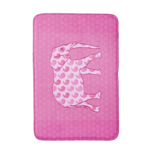 Paisley Elephant, Ice Pink und Fuchsia Badematte (Vorderseite Vertikal)