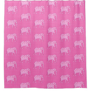 Paisley Elephant, Ice Pink und Fuchsia Duschvorhang